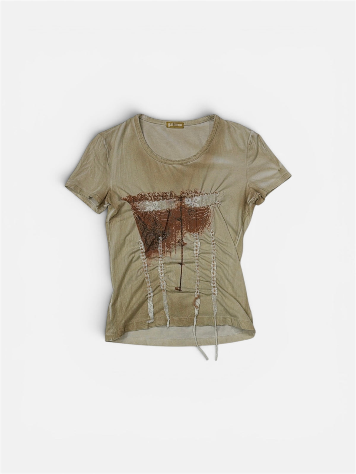 John Galliano Graphic Lace Detail T-Shirt