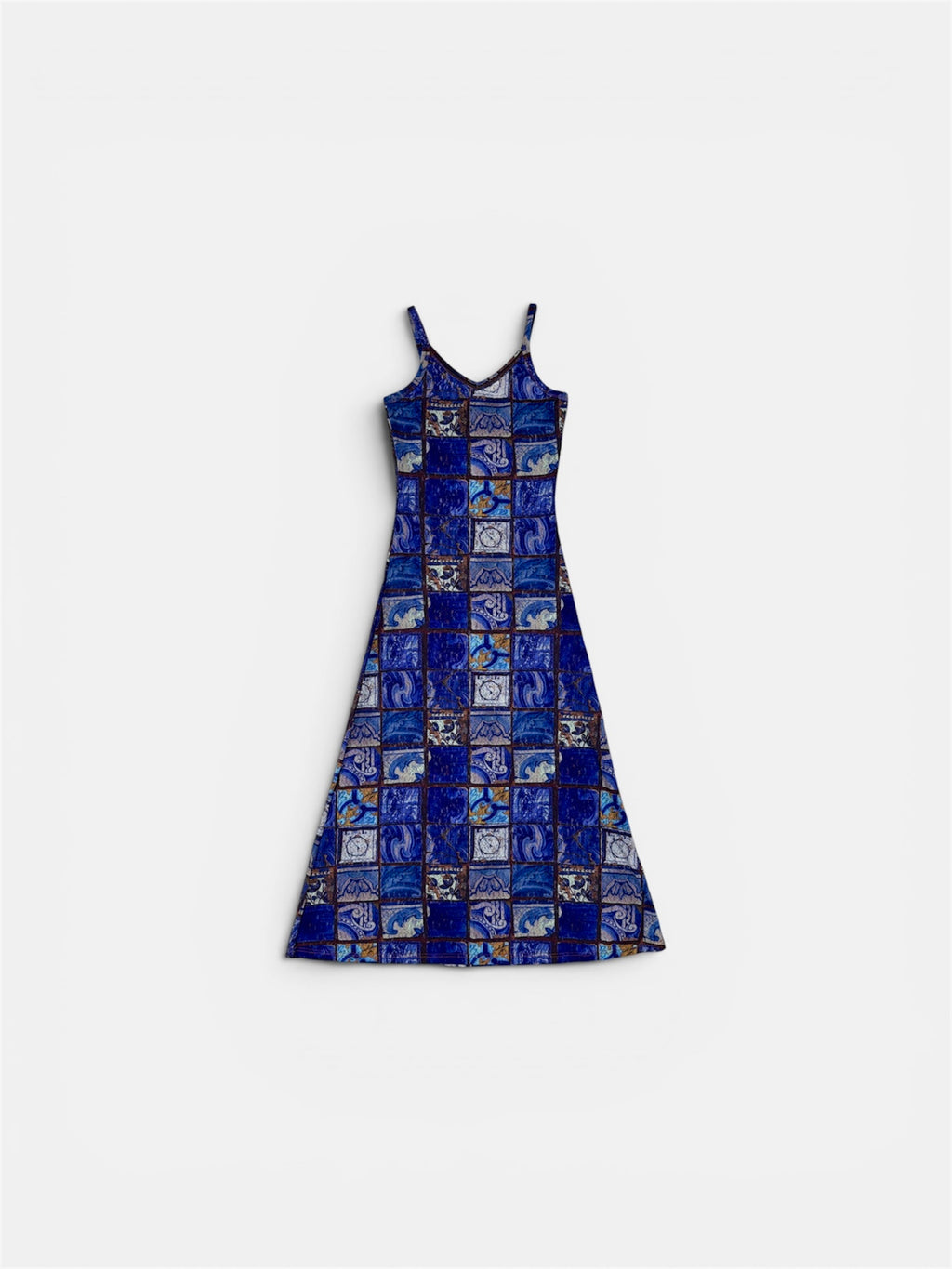 Jean Paul Gaultier Blue Mosaic Print Maxi Dress