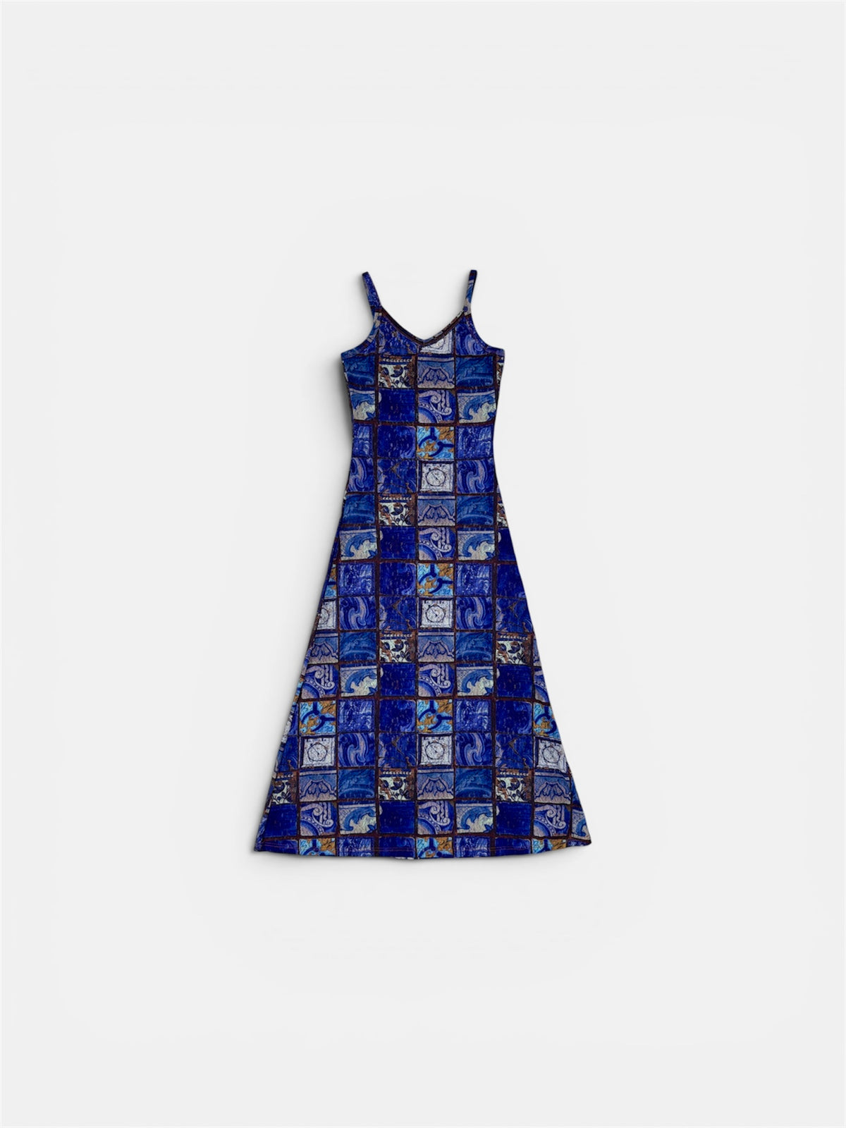 Jean Paul Gaultier Blue Mosaic Print Maxi Dress