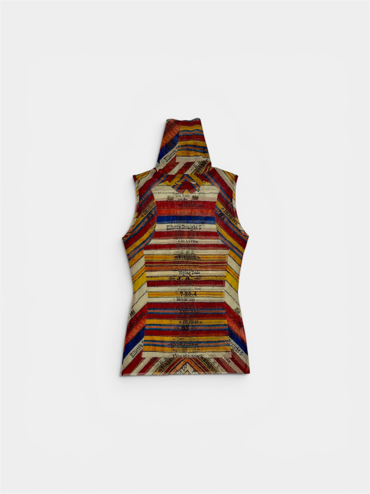 Jean Paul Gaultier High Neck Graphic Mesh Top