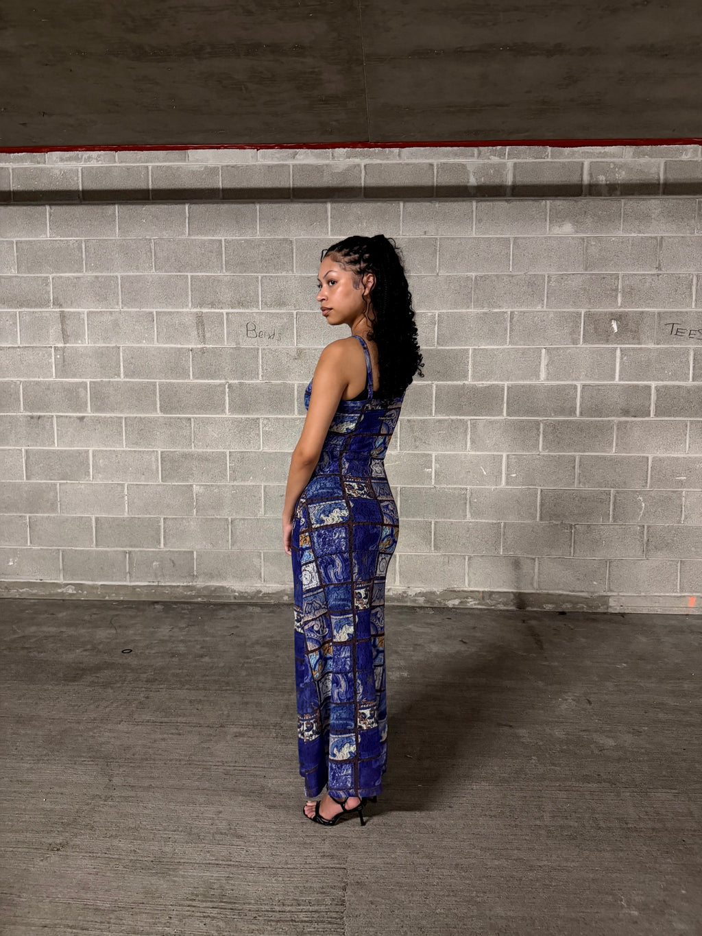 Jean Paul Gaultier Blue Mosaic Print Maxi Dress
