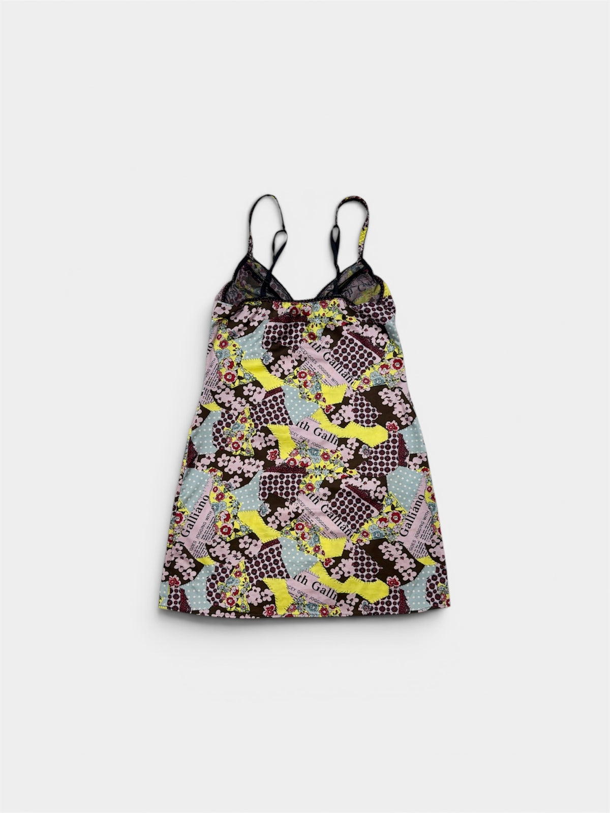 John Galliano Patchwork Print Slip Dress