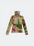 Jean Paul Gaultier Floral Print Mesh Turtleneck Top