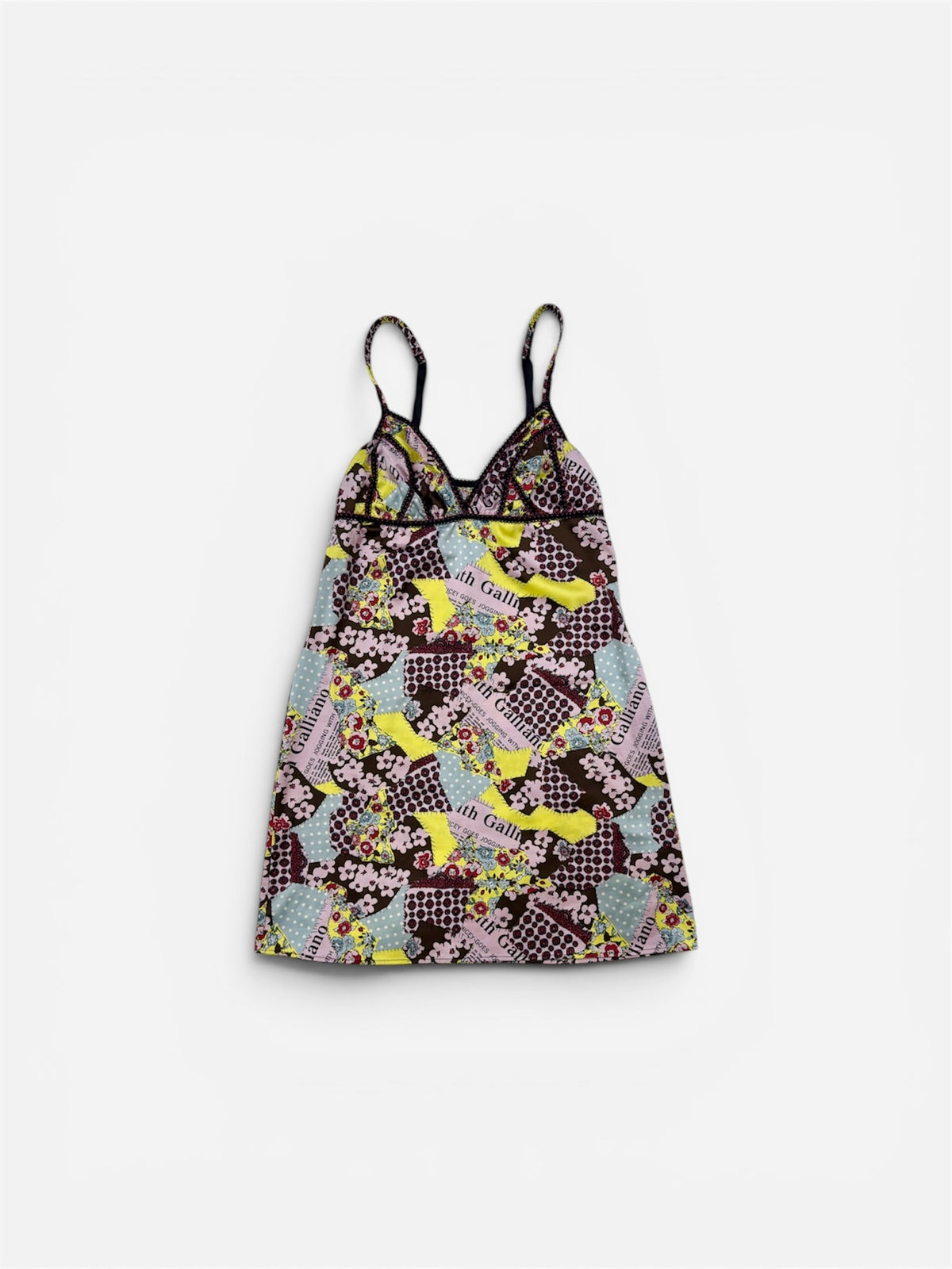 John Galliano Patchwork Print Slip Dress