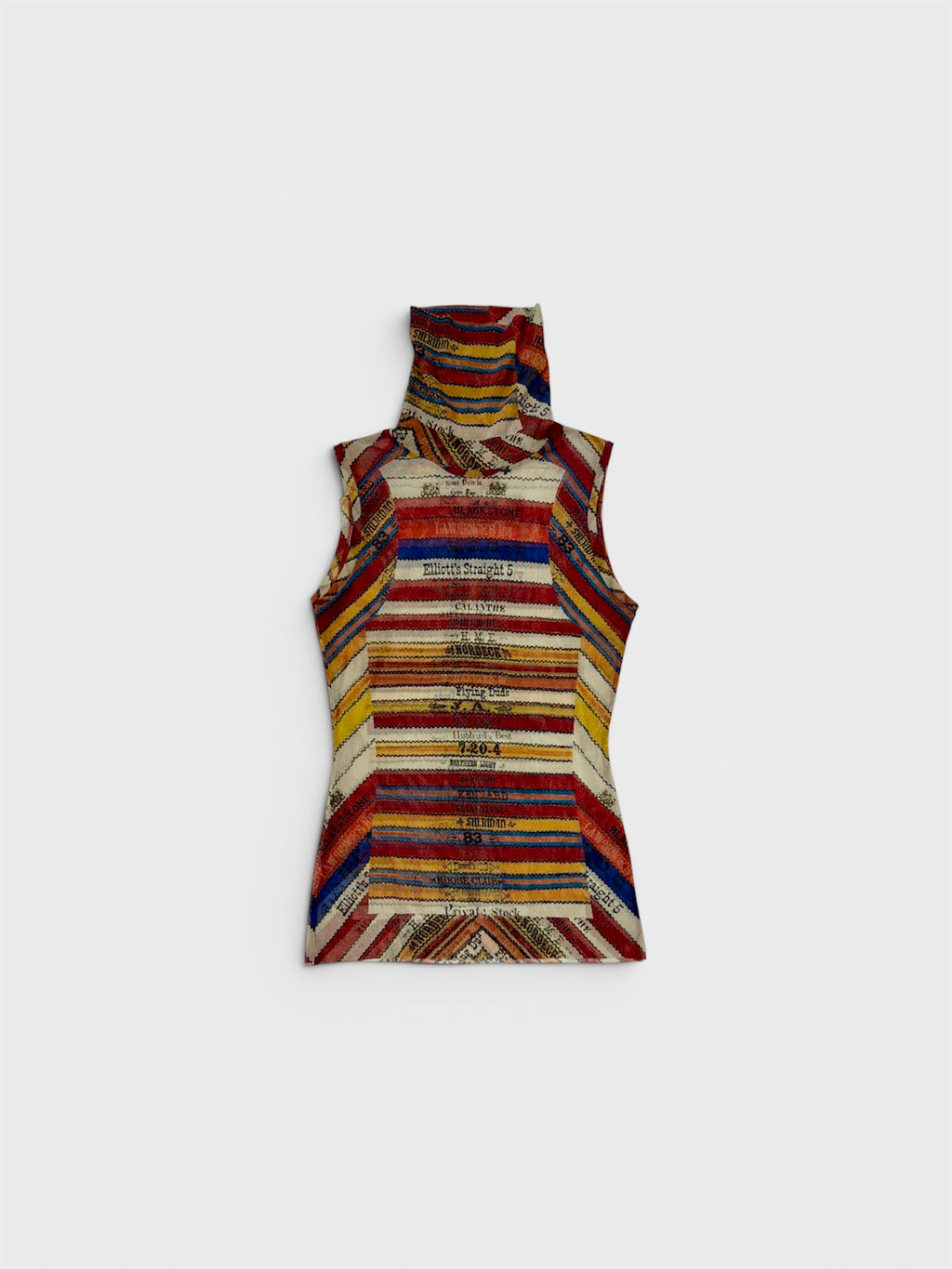 Jean Paul Gaultier High Neck Graphic Mesh Top
