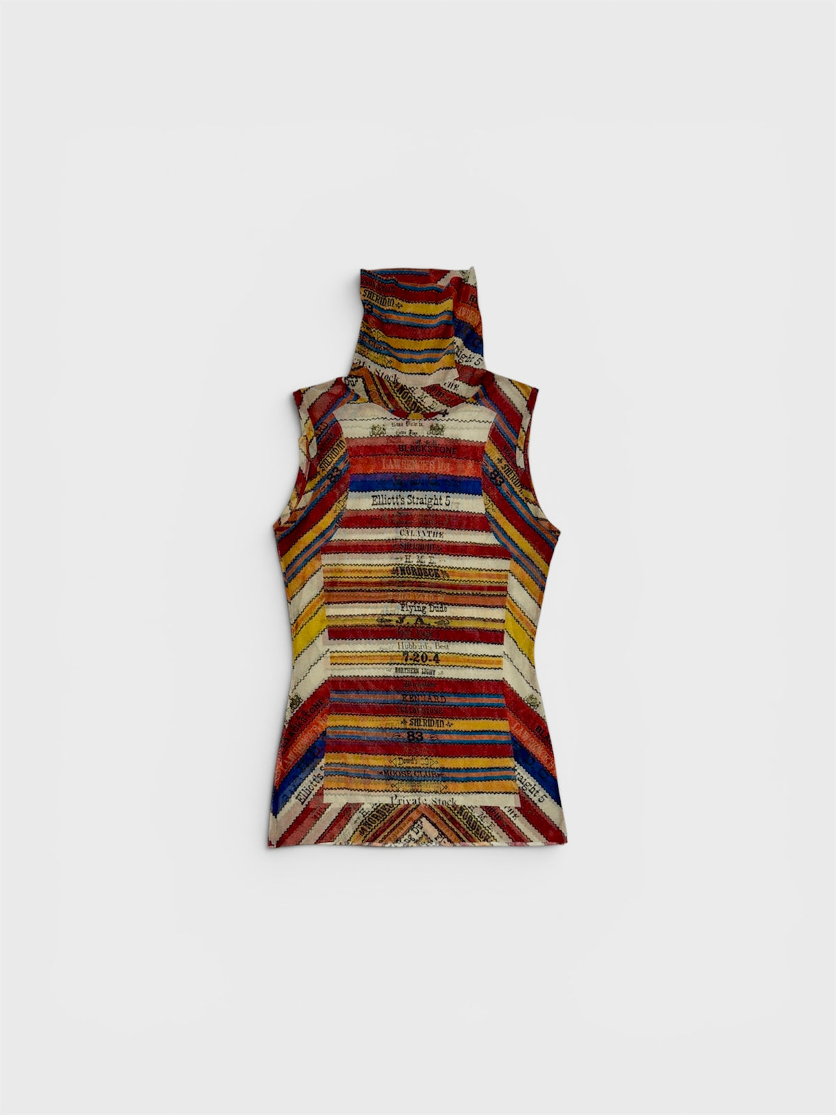 Jean Paul Gaultier High Neck Graphic Mesh Top