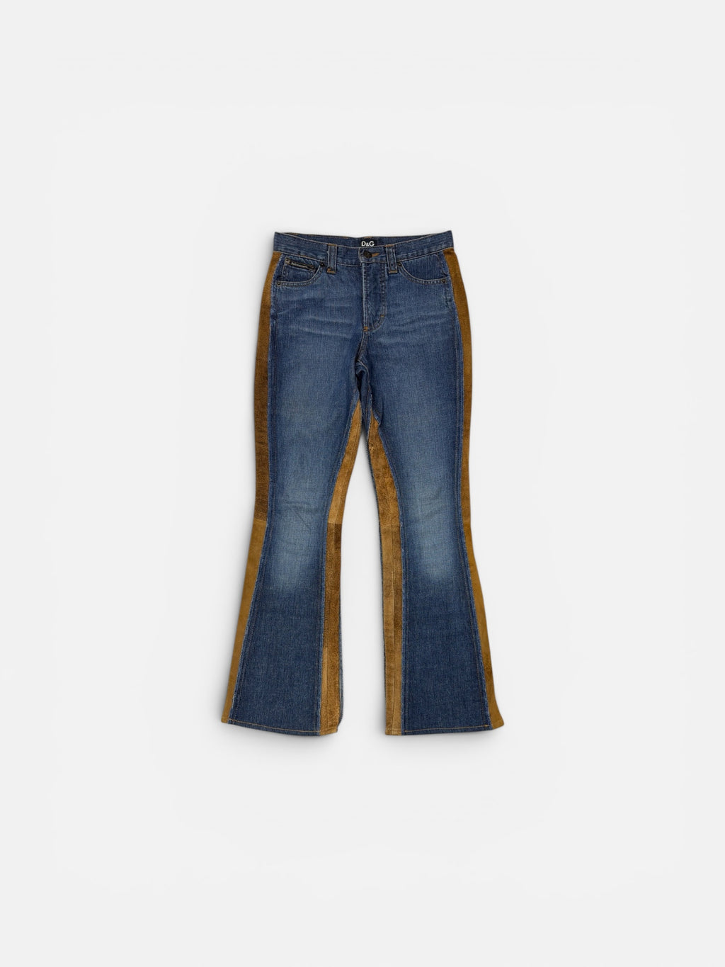 Dolce & Gabbana Denim & Suede Flared Jeans