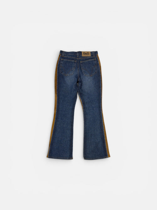 Dolce & Gabbana Denim & Suede Flared Jeans