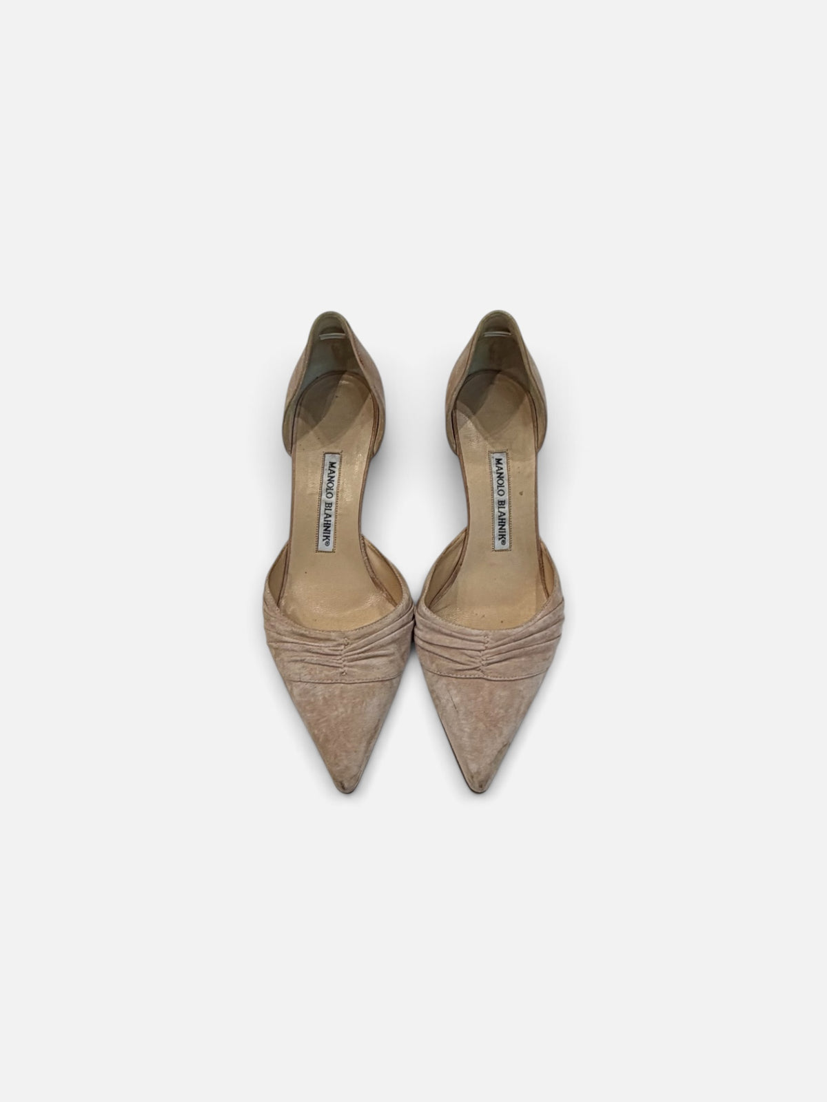 Manolo Blahnik Ruched Suede D'Orsay Pumps | Size 37.5