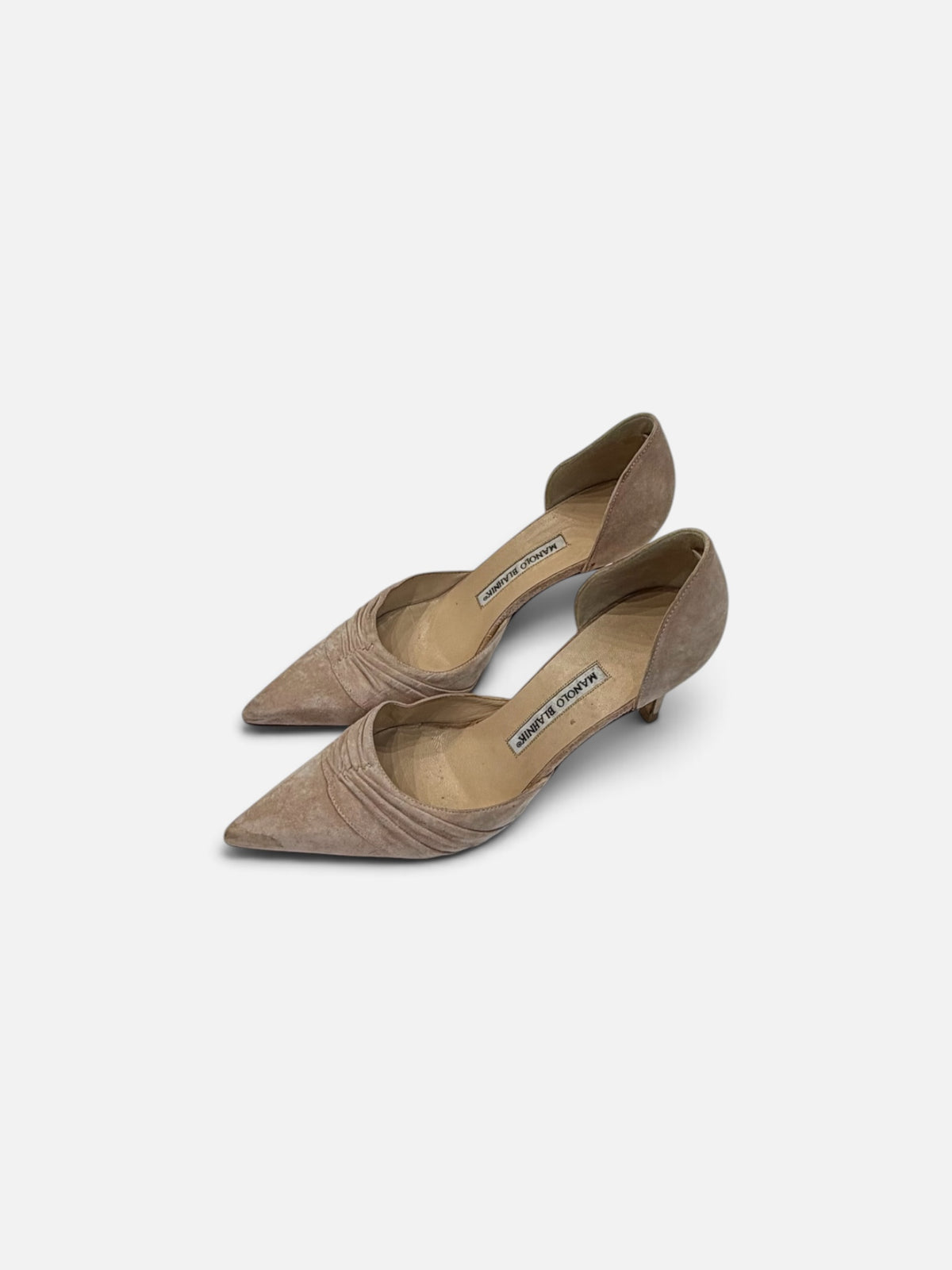Manolo Blahnik Ruched Suede D'Orsay Pumps | Size 37.5