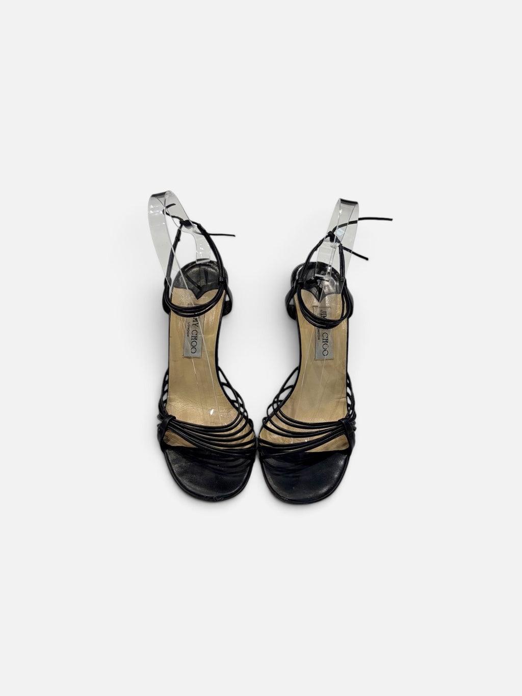 Jimmy Choo Black Strappy Leather Sandals | Size 39