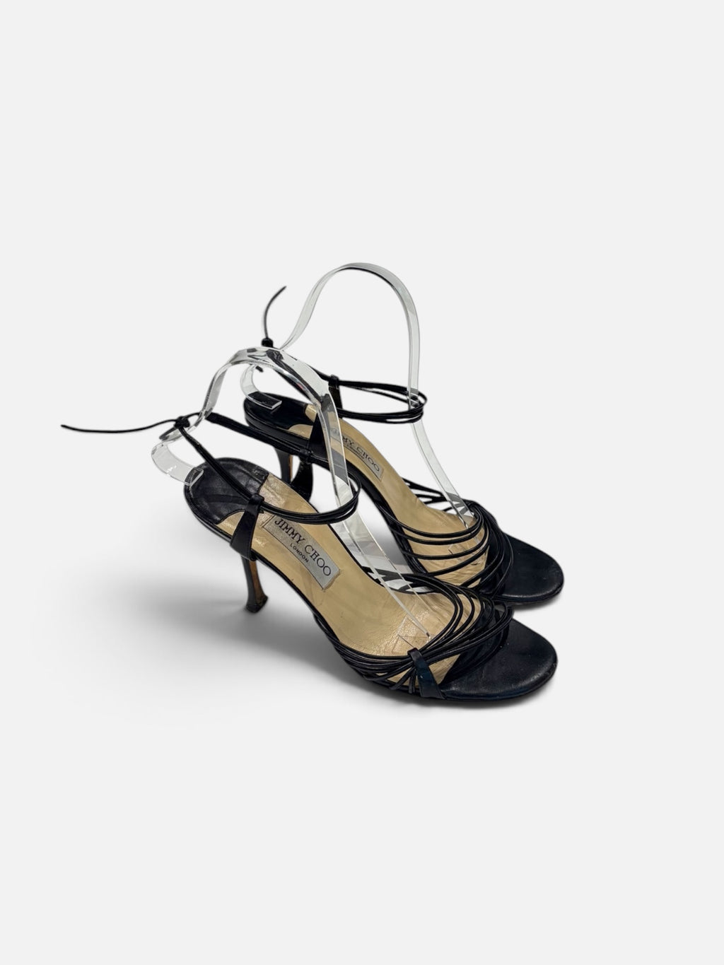 Jimmy Choo Black Strappy Leather Sandals | Size 39