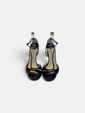 Jimmy Choo Satin & Patent T-Strap Heeled Sandals – Black | Size 38.5