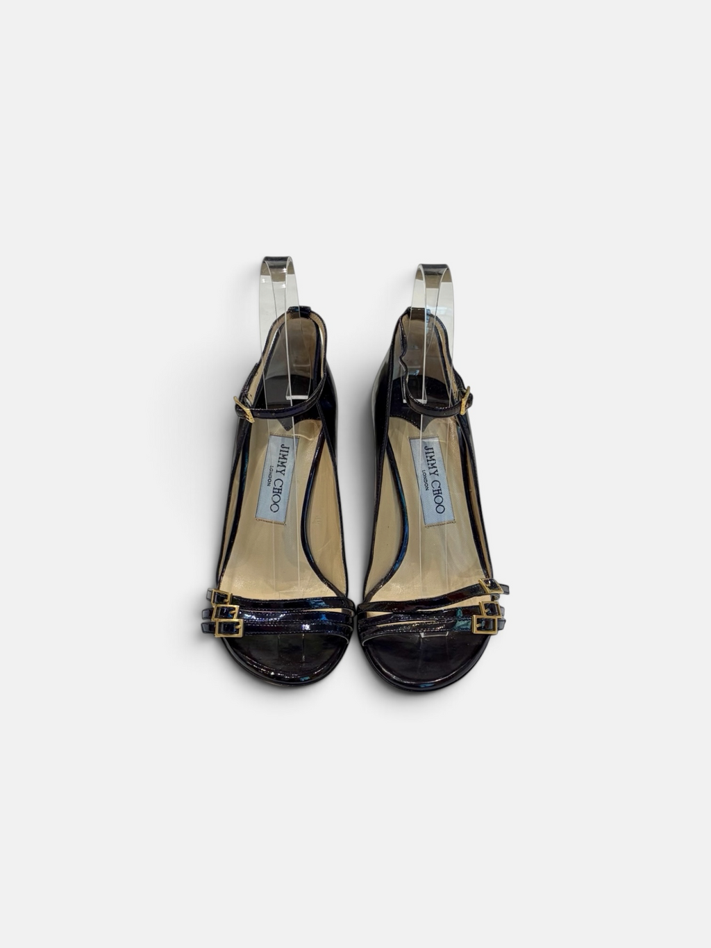 Jimmy Choo Patent Leather Strappy Sandals – Black | Size 36.5
