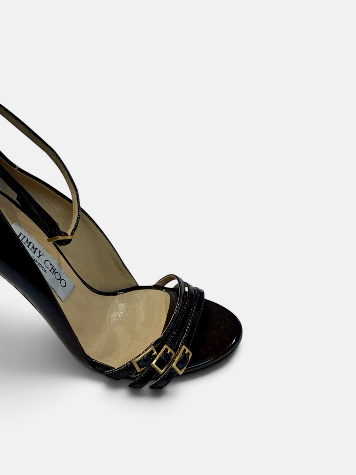 Jimmy Choo Patent Leather Strappy Sandals – Black | Size 36.5